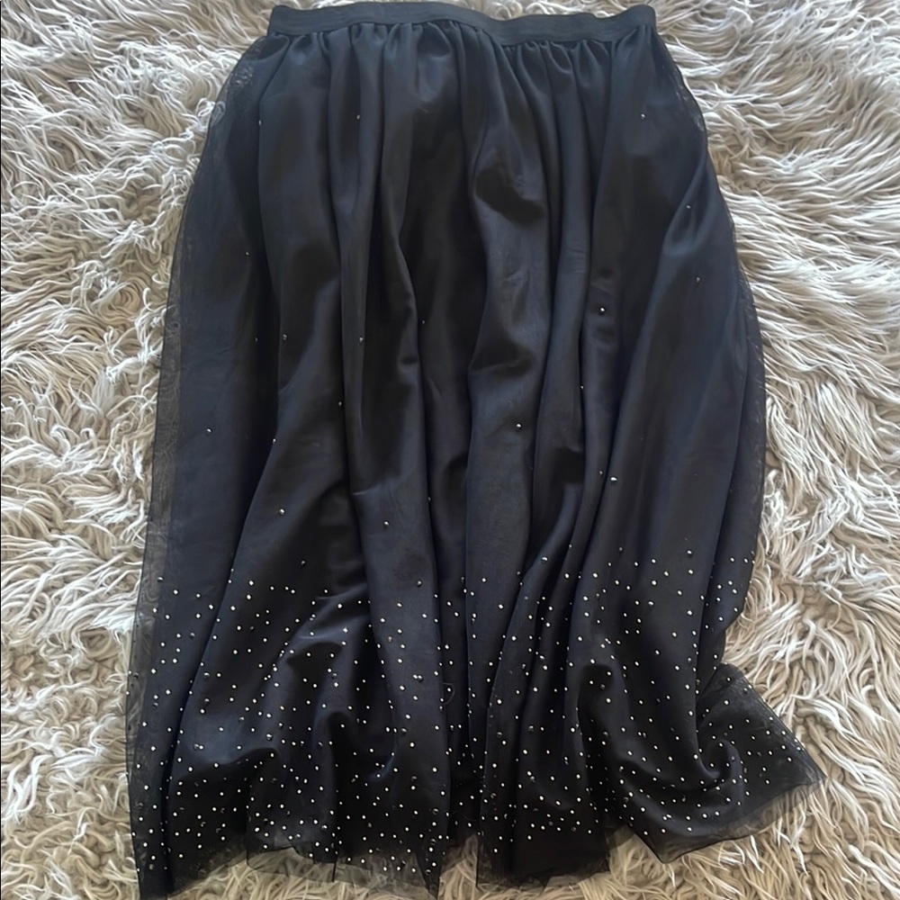 A New Day Black Embellished Midi Skirt